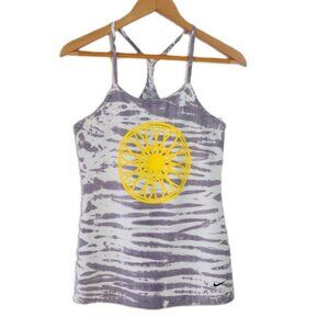 Nike White Gray Yellow Athletic Tank Top size L Sporty Workout Exercise